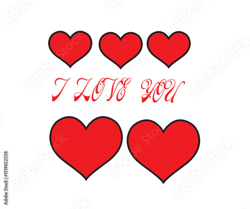 Style i love you word and heart in design  