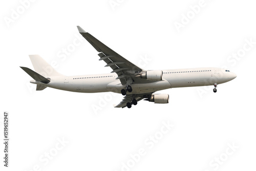 Modern passenger jet plane on white background.