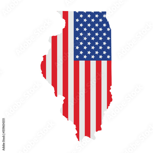 vector of Illinois map with USA flag