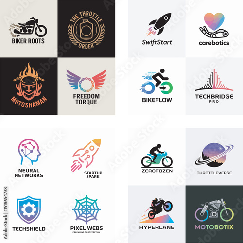 Collection of modern and creative logos suitable for various businesses and technological applications