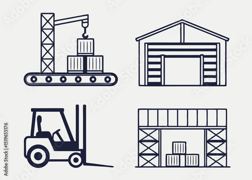 modern flat icon set for warehouse logistics icons
