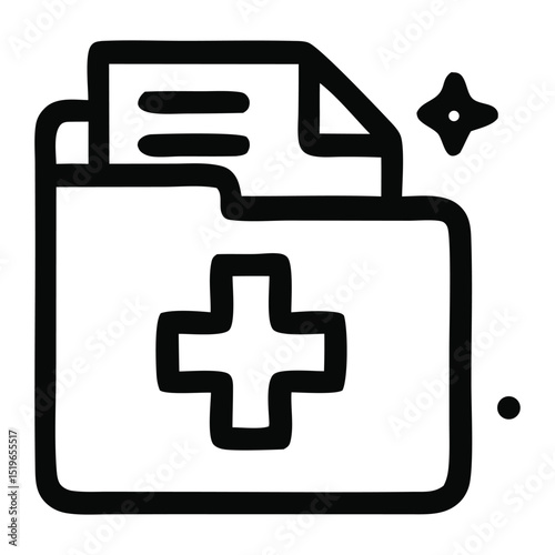 A medical file folder icon with a plus sign.