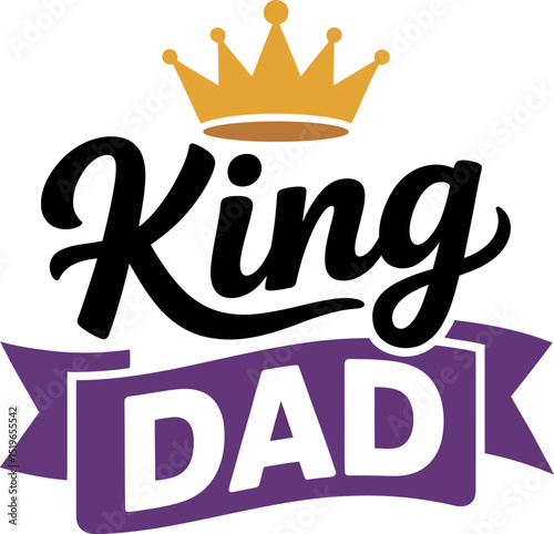 Another version of king dad crown design with banner clean white and purple color scheme for classy dad layout