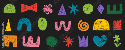 Abstract chalk crayon blob shape organic vector elements in pastel beige pink colors. Wavy liquid irregular forms in simple minimalistic style.