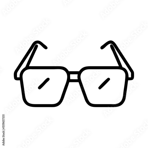 A simple graphic of a pair of spectacles with a black outline and square lenses is displayed here