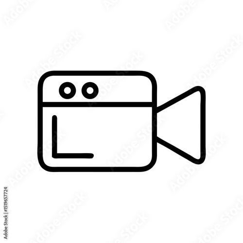 Simple black outline of a film recorder with lens and two circles on top displayed horizontally