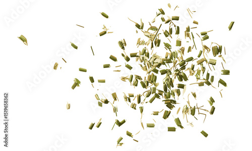 Dry chive pile top view isolated on white background, vector illustration, fresh chives, herbs, organic food, green herbs, vegetable, isolated on white, culinary use, cooking ingredients.