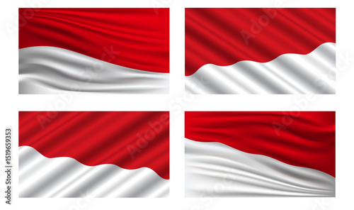 waving national flag of Indonesia, Vector waving indonesian flag background