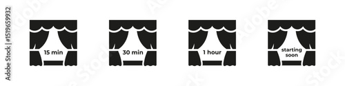 Theatre pause icons for intermission or show break.
Flat symbols for time out or cultural event