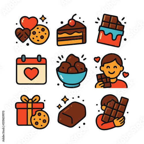 Word chocolate day icons pac