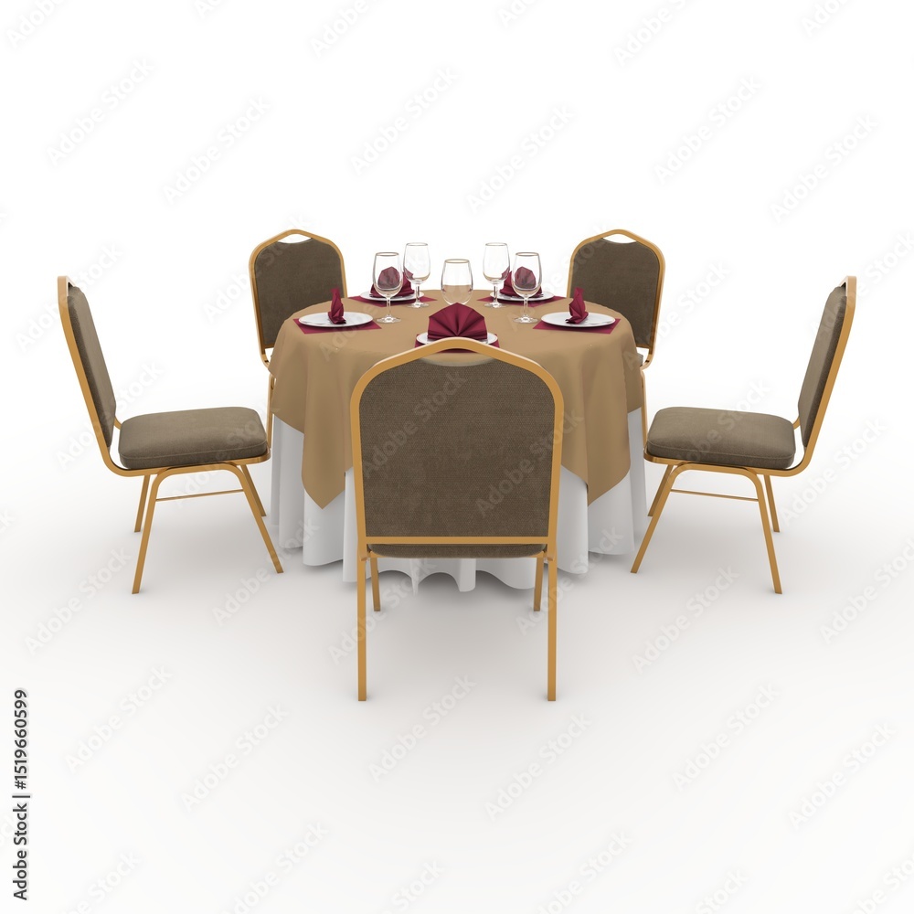 Fototapeta premium 3d render Banquet Table and Chair design element Furniture