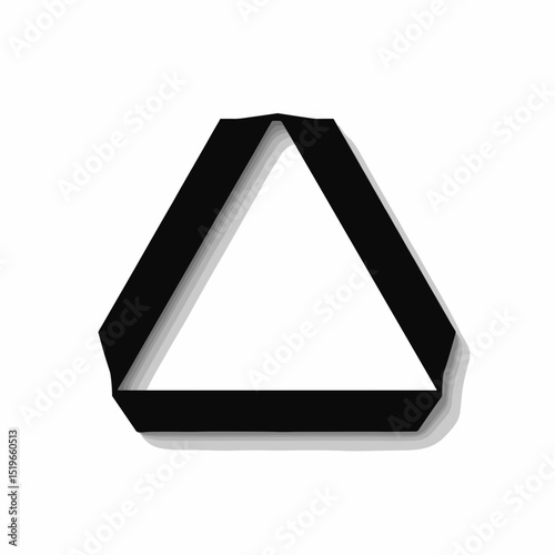 Stylized 3D black triangle ribbon illustration for modern design concept