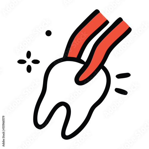 Dental tool being used on a tooth.