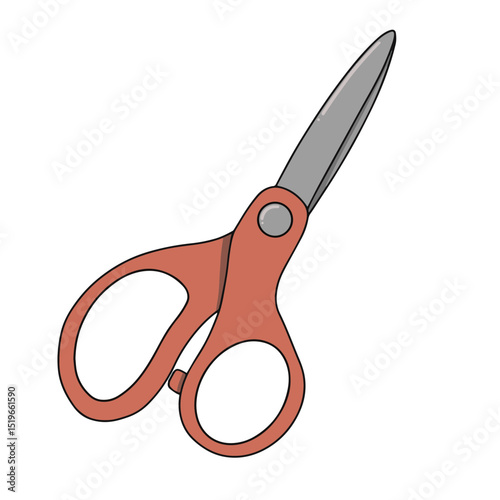 Red scissors vector illustration with transparent background.