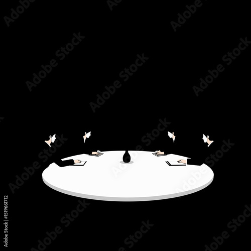 Minimalist illustration of a round table discussion for business and collaboration concept