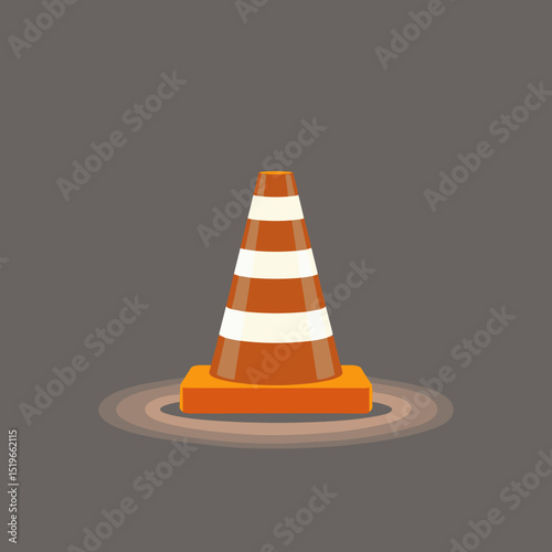 Stylized traffic cone illustration for construction and road safety concept