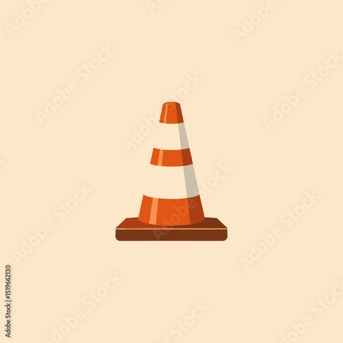 Minimalist traffic cone illustration for construction and road safety concept