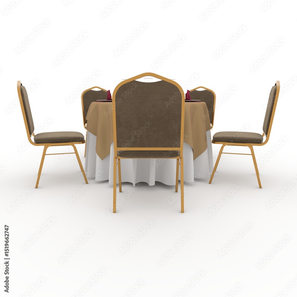 Obraz premium 3d render Banquet Table and Chair design element Furniture