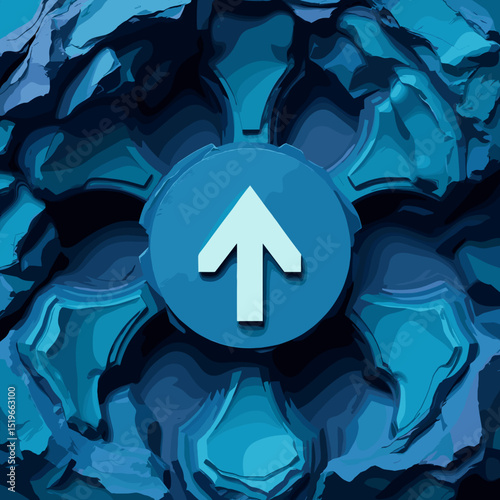 3D blue design with upward arrow for modern direction concept