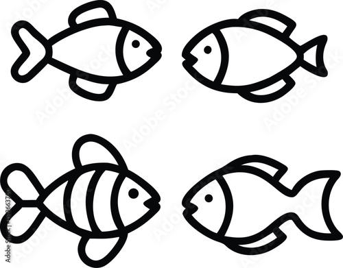 line art of a sea fish bundle design.eps
