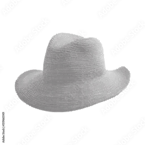 Straw man hat in retro halftone grunge style on isolated white background in vector