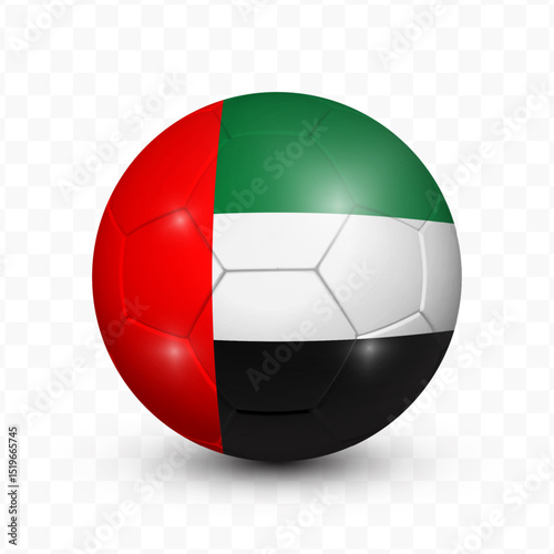 Ball Flag of United Arab Emirates with transparent background, Vector Illustration.