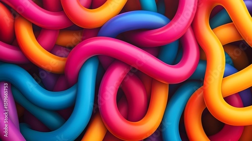 Abstract Geometric Maze Background – Colorful Tangled Tubes in Trendy Horizontal Wallpaper Design