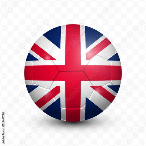 Ball Flag of United Kingdom with transparent background, Vector Illustration.