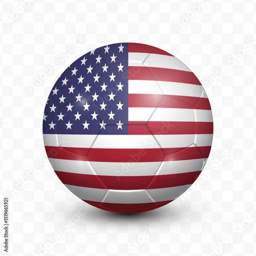 Ball Flag of United States of America with transparent background, Vector Illustration.