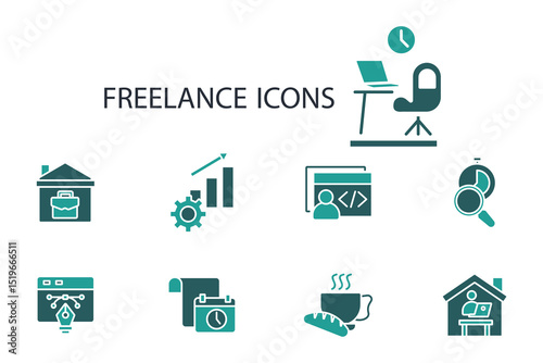 freelance icon set.vector.Editable stroke.linear style sign for use web design,logo.Symbol illustration.