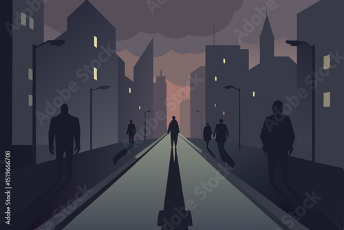 people walking in the city at night