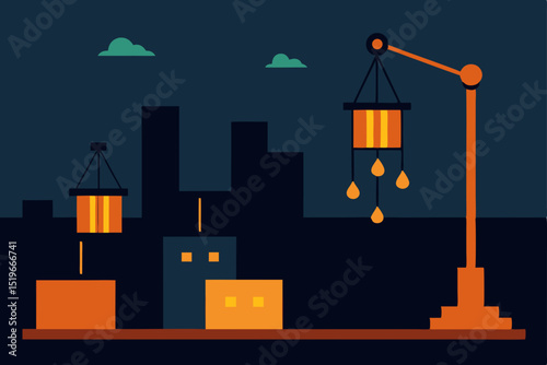 vector illustration of a city night