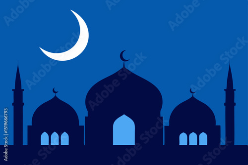 silhouette of mosque in the night