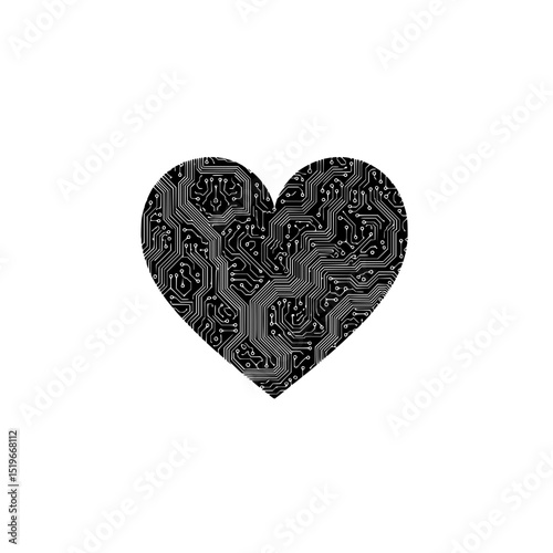 Heart circuit board technology love connection motherboard electronic engineering innovation design vector art
