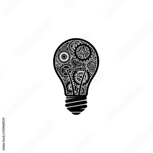 Lightbulb gears idea innovation creativity invention mechanical engineering thinking concept technology solution design