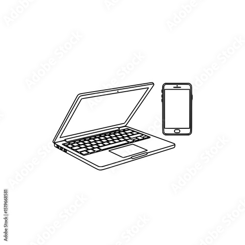 Laptop and smartphone technology device illustration vector graphic design for digital use and business needs