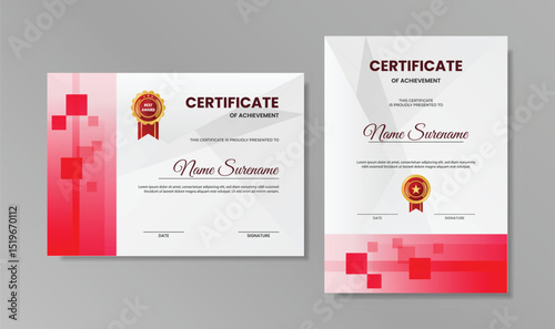 Modern Certificate of Achievement Template Design with Abstract Shape
