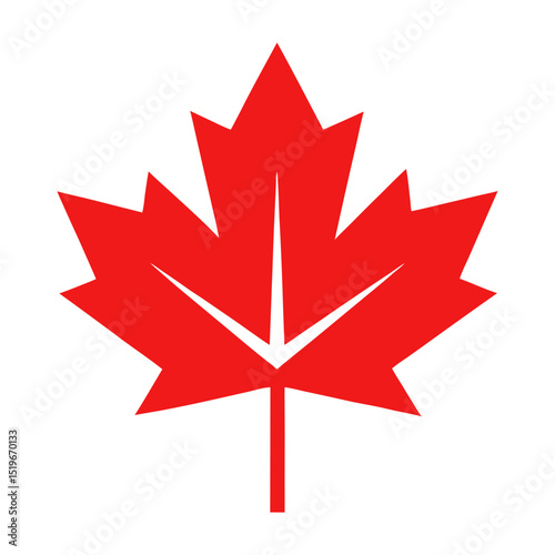 flat design canada flag maple leaf icon vector illustration
