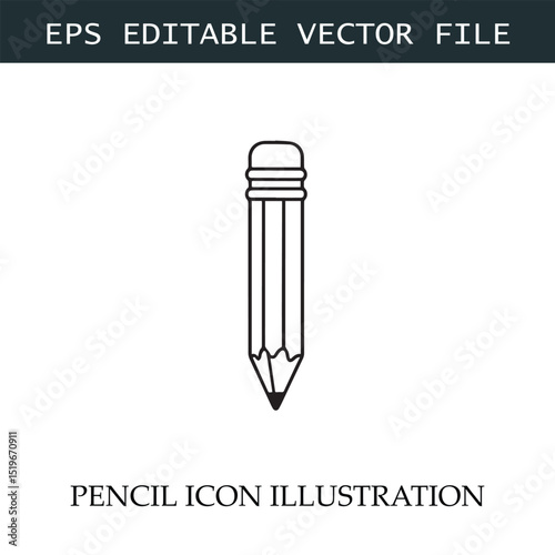 Pencil Icon Black and White Vector Design Image Illustration
