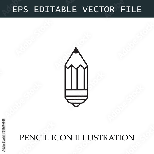 Pencil Icon Black and White Vector Design Image Illustration
