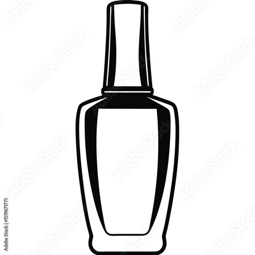 Black silhouette of a nail polish bottle on a white background 