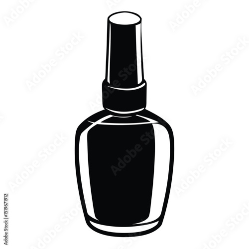 Black silhouette of a nail polish bottle on a white background 