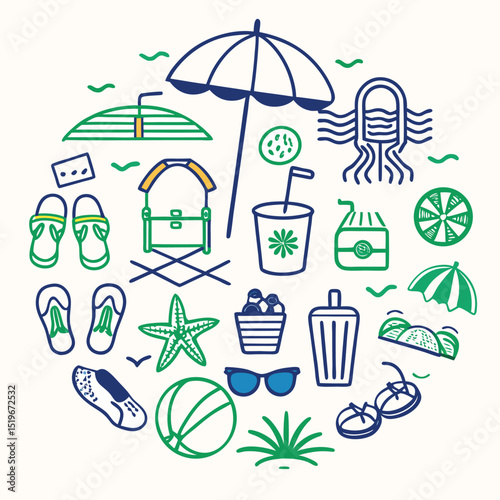 Color icon of summer beach vector design 