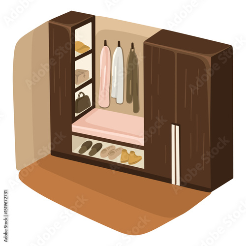 Cozy home hallway corner. Interior design. Vector.