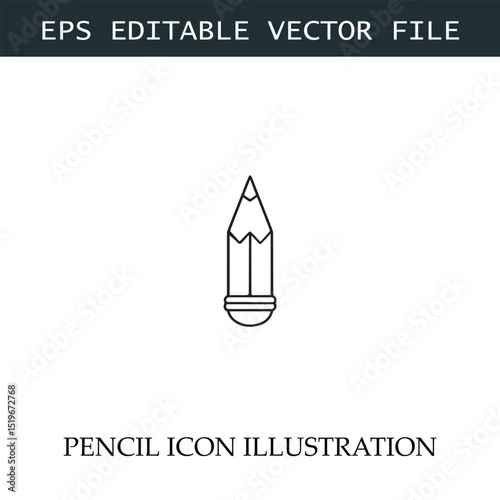 Pencil Icon Black and White Vector Design Image Illustration
