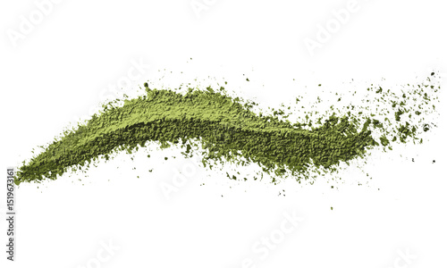 Matcha green powder pile, tea isolated on white background, side view, vector illustration, green tea powder, Japanese matcha, organic powder, healthy drink, tea ceremony, matcha latte.