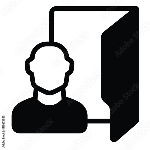 User folder solid icon, windows pack concept. Vector graphics. Folder and man avatar, personal data sign on white background, style mobile or design.