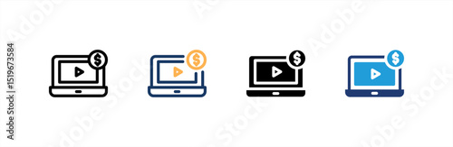 Paid Content icon set multiple style collection. Vector illustration.