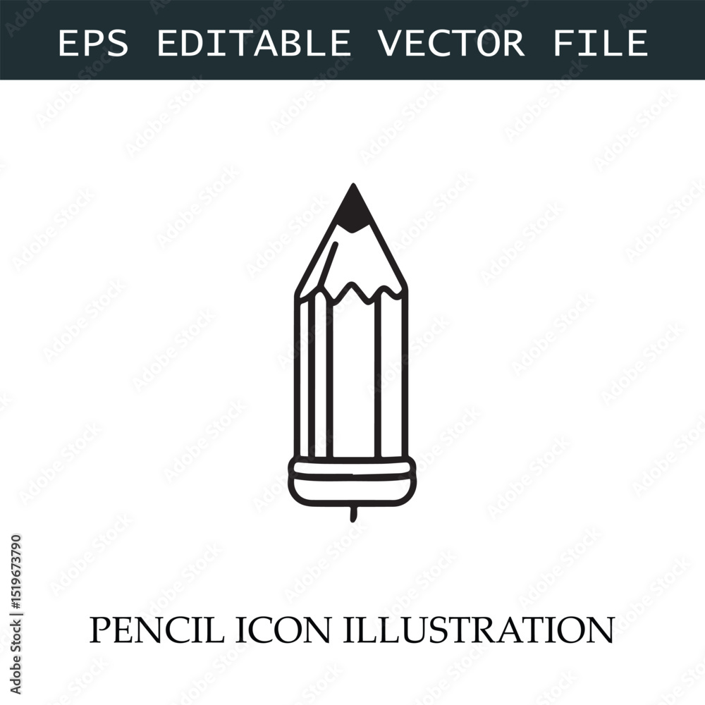 Obraz premium Pencil Icon Black and White Vector Design Image Illustration 