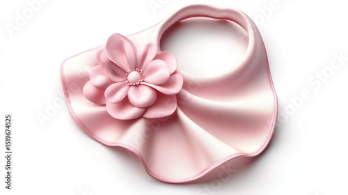 Pink baby bib with a flower decoration